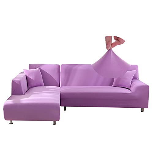 Jaotto 45 x 45 cm Sofakissen Kissenbezüge, 2er-Set dekorative elastische Sofakissenbezüge, waschbares Sofakissen, dekorative Tagesdecke für Sofa zu Hause oder im Auto(Violett) von Jaotto