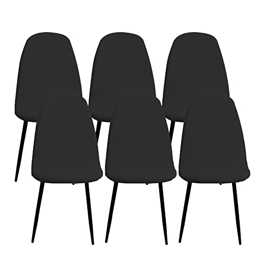 Jaotto Stuhlhussen 6er Set Strech, Esszimmerstühle Bezug Universal Waschbar Abnehmbare,Elegante Stuhlbezug Stuhlabdeckung Antirutsch, Küchenstühle für Büro Esszimmer Wohnzimmer,Diagonale Schwarz von Jaotto