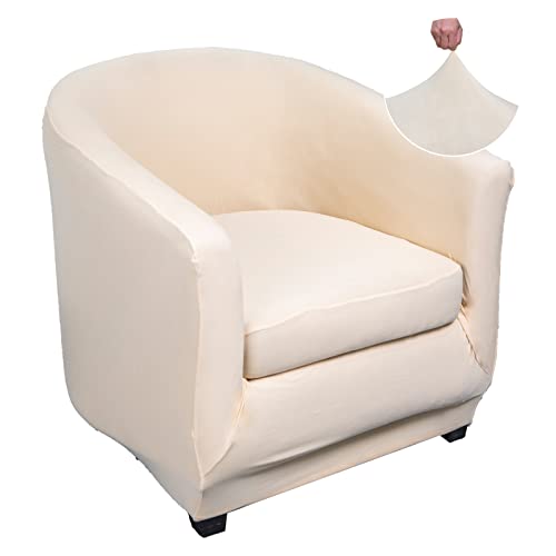 Jaotto Sesselschoner Sesselhusse Stretch Sesselüberwürfe Sofabezug Elastisch Sofabezug Sesselbezug Samt Sesselschoner Waschbar Entfernbar für Clubsessel Cafe Stuhl Sessel(Beige,2 Stücke) von Jaotto