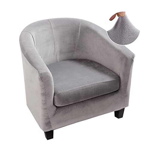Jaotto Sesselschoner Sesselhusse Stretch Sesselüberwürfe Sofabezug Elastisch Sofabezug Sesselbezug Samt Sesselschoner Waschbar Entfernbar für Clubsessel Cafe Stuhl Sessel(Samt#grau,2 Stücke) von Jaotto