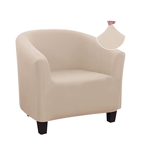 Jaotto Sesselschoner Sesselhusse Stretch Sesselüberwürfe Sofabezug Elastisch Sofabezug Sesselbezug Sesselschoner Waschbar Entfernbar für Clubsessel Cafe Stuhl Sessel Loungesessel(Beige,1 Stück) von Jaotto