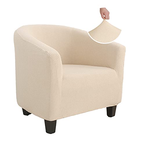 Jaotto Sesselschoner Sesselhusse Stretch Sesselüberwürfe Sofabezug Elastisch Sofabezug Sesselbezug Sesselschoner Waschbar Entfernbar für Clubsessel Cafe Stuhl Sessel Loungesessel(Beige,1 Stück) von Jaotto