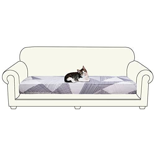 Jaotto Sofa Sitzkissenbezug Stretch 3 Sitzer Sofabezug Stretch L-Form Sofa Kissenbezüge Separater rutschfest Jacquard Universal Sofa Überzug Für Sofa Sitzkissen Sofa Cover(3 Vergrößerter,Weiße Linie) von Jaotto