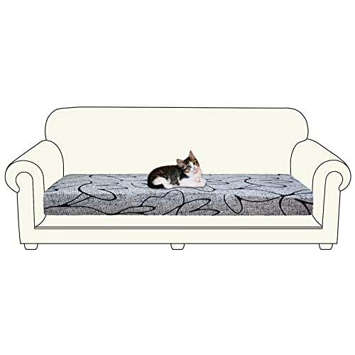 Jaotto Sofa Sitzkissenbezug Stretch 3 Sitzer Sofabezug Stretch L-Form Sofa Kissenbezüge Separater rutschfest Universal Sofa Überzug Für Sofa Sitzkissen Sofa Cover(3 Vergrößerter,Graue Blume) von Jaotto