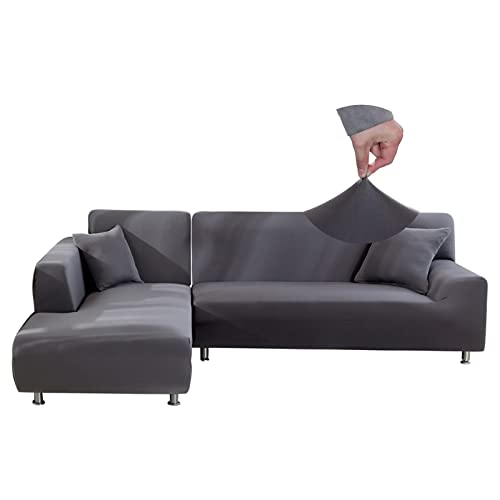 Jaotto Sofa Überwürfe Sofabezug Elastische Spandex Stretch Sofabezüge Couchbezug für L-Form Sofa Universal Waschbar Sofaüberwurf 2er Antirutsch(1 Sitzer+1 Sitzer,Grau) von Jaotto