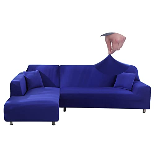 Jaotto Sofa Überwürfe Sofabezug Elastische Spandex Stretch Sofabezüge Couchbezug für L-Form Sofa Universal Waschbar Sofaüberwurf 2er Antirutsch(1 Sitzer+3 Sitzer,Blauer See) von Jaotto