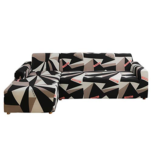 Jaotto Sofa Überwürfe Sofabezug Elastische Spandex Stretch Sofabezüge Couchbezug für L-Form Sofa Universal Waschbar Sofaüberwurf 2er Antirutsch(3 Sitzer+4 Sitzer,Geometrie) von Jaotto