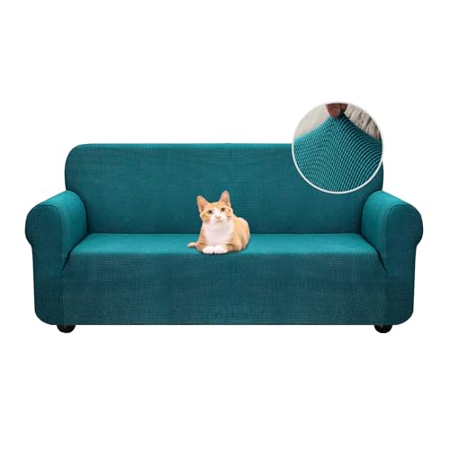 Jaotto Sofabezug 2 Sitzer Elastischer Stretch Spandex Sofa Überwürfe Sofahusse Antirutsch Waschbar Sofaschoner Couchbezug für Sofa mit Armlehne,Jacquard#Grünen von Jaotto