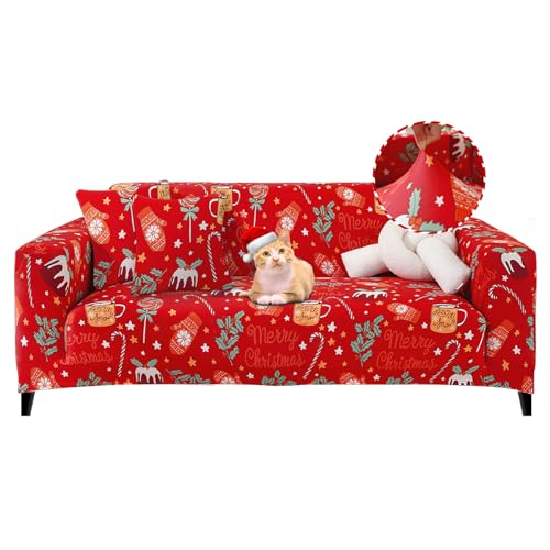 Jaotto Sofabezug 2 Sitzer Elastischer Stretch Spandex Sofa Überwürfe Sofahusse Antirutsch Waschbar Sofaschoner Couchbezug für Sofa mit Armlehne,Zucker Fäustling von Jaotto
