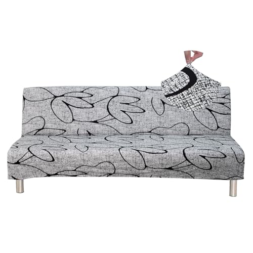Jaotto Sofabezug Ohne Armlehne 2/3 Sitzer, Sofa Überwürfe Armlose Sofabettüberzug Jacqaurd Stretch Wasserdicht Waschbar, Sofaüberwurf Sofahusse für Clic Clac Klappcouch ohne Armlehnen,Grauer Stil von Jaotto