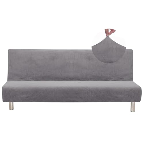 Jaotto Sofabezug Ohne Armlehne 2/3 Sitzer, Sofa Überwürfe Armlose Sofabettüberzug Jacqaurd Stretch Wasserdicht Waschbar, Sofaüberwurf Sofahusse für Clic Clac Klappcouch ohne Armlehnen,Samt#Hellgrau von Jaotto