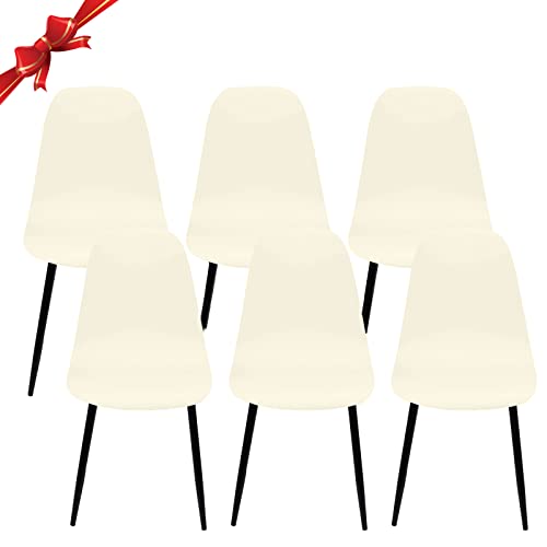 Jaotto Stuhlhussen 6er Set Strech, Esszimmerstühle Bezug Universal Waschbar Abnehmbare,Elegante Stuhlbezug Stuhlabdeckung Antirutsch, Küchenstühle für Büro Esszimmer Wohnzimmer,Beige von Jaotto