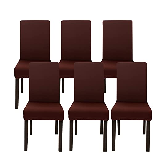Jaotto Stuhlhussen 6er Set Stretch, Stuhlhussen für Esszimmerstühle Schwingstuhl, Stretch Stuhlschoner Abnehmbarer Waschbarer, Stuhlbezug Universal für Stuhl Esszimmer Büro Bankett Hotel(Kaffee) von Jaotto