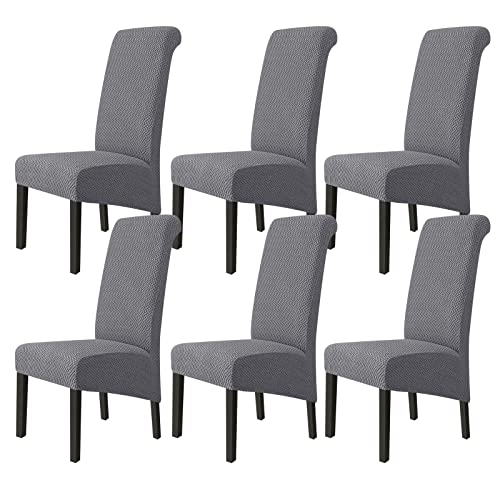 Jaotto Stuhlhussen 6er Set Stretch, XL Stuhlhussen Abwaschbar Waschbarer Elastische, Stretch Stuhlschoner Große Stuhlbezüge für Esszimmer Büro Esszimmer Hotel Bankett(Diagonale Grau,Set of 6) von Jaotto