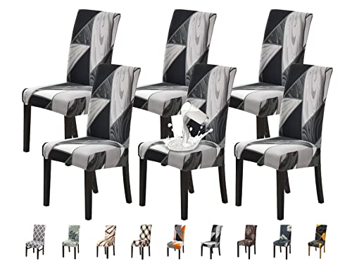 Jaotto Stuhlhussen 6er Set Wasserdicht Stuhlhussen für Esszimmerstühle Stretch Stuhlhussen Schwingstühle Waschbarer Universal Dekoration Stuhlbezug für Haus Restaurant Küche Hotel,Schwarze Geometrie Jaotto Stuhlhussen 6er Set Wasserdicht Stuhlhussen für Esszimmerstühle Stretch Stuhlhussen Schwingstühle Waschbarer Universal Dekoration Stuhlbezug für Haus Restaurant Küche Hotel,Schwarze Geometrie von Jaotto