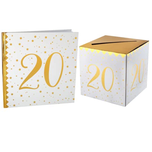 Urne & Gästebuch - Jubiläumspaket Metallic Gold - 20 Jahre von Jaow