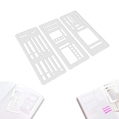 3 Stück Planer Schablonen, Handgefertigte Flexible Aufzeichnungsvorlage Schablonen Zeichenwerkzeuge für Scrapbooking Notizbücher Etikettenherstellung Tagesplaner (A) von Jaoxiuozi
