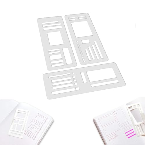 3 Stück Planer Schablonen, Handgefertigte Flexible Aufzeichnungsvorlage Schablonen Zeichenwerkzeuge für Scrapbooking Notizbücher Etikettenherstellung Tagesplaner (B) von Jaoxiuozi