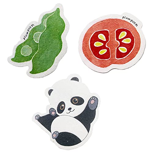 Jaoxiuozi 3PC Niedlicher Schwamm Set Holzschliff Cartoon Schwamm Küche Schwämme Mehrzweck Radierschwamm Scheuerschwamm Schwamm Langlebig Topfschwamm Putzschwamm Schwammblock (Bunt, 10cm) von Jaoxiuozi