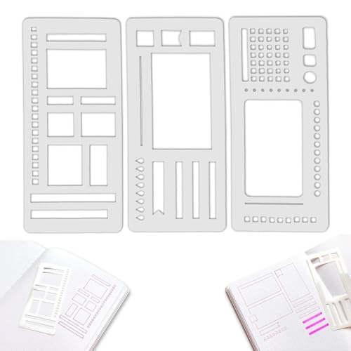 Handgemachte Flexible Record Schablone, Planner Stencil Set für Punktgitter-Journale, Wiederverwendbare Schablonen für Checklisten, Kästchen und Linien, Kompatibel mit Coil-, Disc- und Ringbindung (C) Handgemachte Flexible Record Schablone, Planner Stencil Set für Punktgitter-Journale, Wiederverwendbare Schablonen für Checklisten, Kästchen und Linien, Kompatibel mit Coil-, Disc- und Ringbindung (C) von Jaoxiuozi