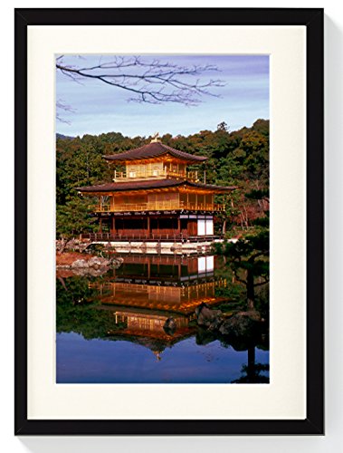 KINKAKU-JI Goldener Pavillon Tempel Japan in einem Massivholzrahmen 40 x 30 cm von Japan Shop Yumeya