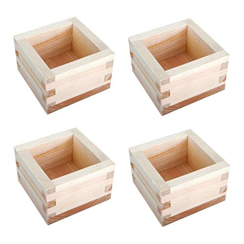 JapanBargain 2757x4, Wooden Sake Cups Masu Japanese Hinoki Wood Saki Cup Box Made in Japan, Plain, 4 ounce, Set of 4 von JapanBargain