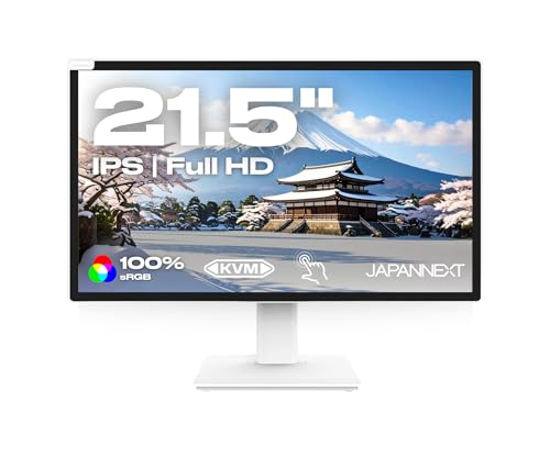 JapanNext Touchscreen Monitor Weiß 21.5" IPS Full HD (1920x1080) | HDR | Neigungsverstellbar Integrierte Lautsprecher | DP HDMI USB-A USB-C | 100% sRGB G-Sync/FreeSync | JN-IPS2152FHDR-T von JapanNext