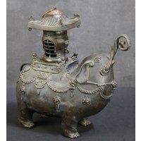 Antik Japan Bronze Zenser Koro Elefanten Skulptur 1800Er Jahre Verloren Wachskunst von JapanVintageAntique