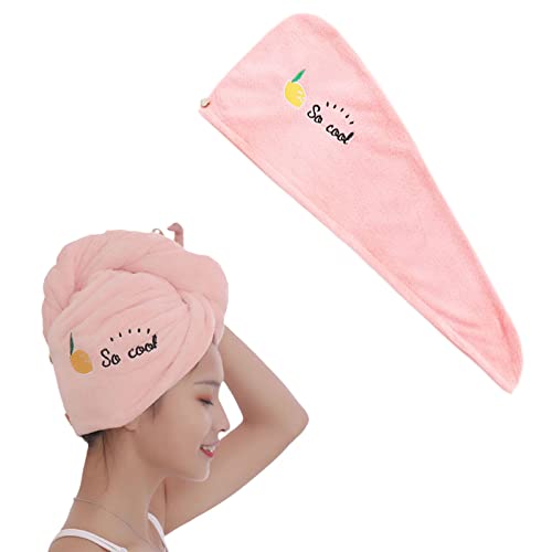 Japelessor Rapid Drying Towel, Rapid Drying Hair Towel - Microfiber Hair Towel Wrap with Buttons, Absorbent Quick Dry (A-Pink) von Japelessor