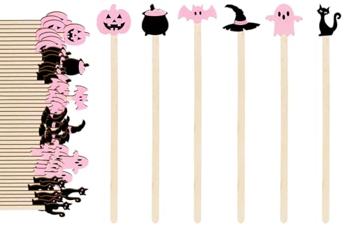 JarThenaAMCS 120 x Halloween-Kaffee-Rührstäbchen, Einwegartikel, rosa und schwarz, Geist, Fledermaus, Katze, Kürbis, Rührstäbchen aus Holz für heiße Schokolade, Milchshake, Restaurant, Zuhause, Büro JarThenaAMCS 120 x Halloween-Kaffee-Rührstäbchen, Einwegartikel, rosa und schwarz, Geist, Fledermaus, Katze, Kürbis, Rührstäbchen aus Holz für heiße Schokolade, Milchshake, Restaurant, Zuhause, Büro von JarThenaAMCS