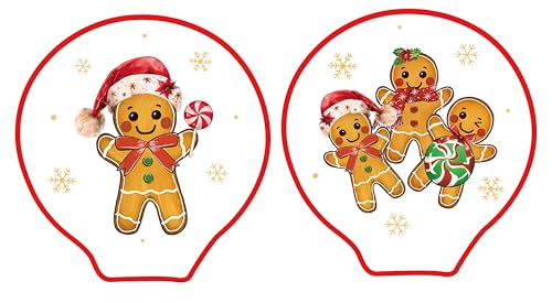 JarThenaAMCS 2 x 11,9 cm große Weihnachts-Löffelablage, niedlicher Lebkuchenmann, Süßigkeiten, Schneeflocke, kleiner Kaffeelöffelhalter für Weihnachten, Winter, Bar, Kaffeestation, Zubehör von JarThenaAMCS