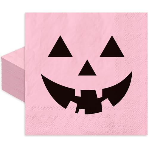 JarThenaAMCS 50 Stück Halloween-Cocktail-Servietten, Grimasse, Kürbis, Einweg-Papierservietten, rosa und schwarz, Getränke-Servietten für Zuhause, Küche, Urlaub, Partyzubehör JarThenaAMCS 50 Stück Halloween-Cocktail-Servietten, Grimasse, Kürbis, Einweg-Papierservietten, rosa und schwarz, Getränke-Servietten für Zuhause, Küche, Urlaub, Partyzubehör von JarThenaAMCS