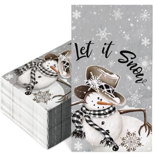 JarThenaAMCS 50 Stück Weihnachtsgäste-Servietten, Einweg-Servietten, Schneemann, Schneeflocke, Papierservietten, Winteressen, Handservietten für Weihnachten, Party, Geschirr, Zubehör JarThenaAMCS 50 Stück Weihnachtsgäste-Servietten, Einweg-Servietten, Schneemann, Schneeflocke, Papierservietten, Winteressen, Handservietten für Weihnachten, Party, Geschirr, Zubehör von JarThenaAMCS