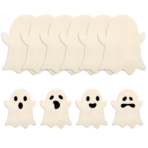 JarThenaAMCS 6 Stück Halloween-Holzausschnitte, unlackierte Geister-Holzschilder für Urlaub, Zuhause, Party, DIY, Malerei, Handwerk JarThenaAMCS 6 Stück Halloween-Holzausschnitte, unlackierte Geister-Holzschilder für Urlaub, Zuhause, Party, DIY, Malerei, Handwerk von JarThenaAMCS