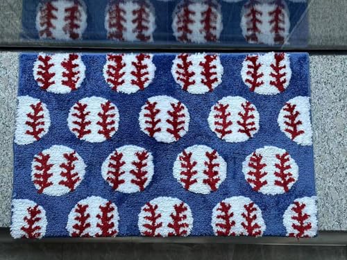 JarThenaAMCS Baseball-Teppich, blau-weiß-rot, Baseball-Badematte, rutschfeste Fußmatte, Sport-Thema, Vordermatte für Zuhause, Badezimmer, Dekoration JarThenaAMCS Baseball-Teppich, blau-weiß-rot, Baseball-Badematte, rutschfeste Fußmatte, Sport-Thema, Vordermatte für Zuhause, Badezimmer, Dekoration von JarThenaAMCS