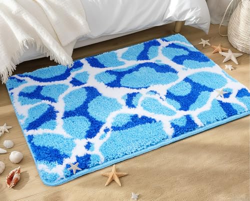 JarThenaAMCS Blue Ocean Wave Badematte, rechteckig, Tuft-Badteppich, rutschfest, waschbar, dekorative Bodenmatte für nautische Themenpartys, Zuhause, Badezimmer JarThenaAMCS Blue Ocean Wave Badematte, rechteckig, Tuft-Badteppich, rutschfest, waschbar, dekorative Bodenmatte für nautische Themenpartys, Zuhause, Badezimmer von JarThenaAMCS
