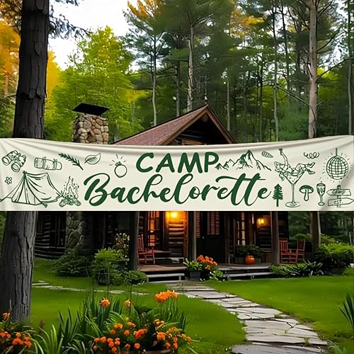 JarThenaAMCS Camping Bachelorette Party Dekorationen Camp Bachelorette Banner Grün Camping Hängende Banner Schild für Brautdusche Hochzeit Party Dekoration JarThenaAMCS Camping Bachelorette Party Dekorationen Camp Bachelorette Banner Grün Camping Hängende Banner Schild für Brautdusche Hochzeit Party Dekoration von JarThenaAMCS