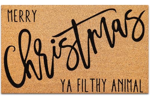 JarThenaAMCS Fußmatte mit Aufschrift "Merry Christmas Ya Filthy Animal", natürliche Kokosfaser, rutschfest, Eingangstür-Teppich für drinnen und draußen, Zuhause, Badezimmer, Dekoration, 41,9 x 73,7 cm JarThenaAMCS Fußmatte mit Aufschrift "Merry Christmas Ya Filthy Animal", natürliche Kokosfaser, rutschfest, Eingangstür-Teppich für drinnen und draußen, Zuhause, Badezimmer, Dekoration, 41,9 x 73,7 cm von JarThenaAMCS