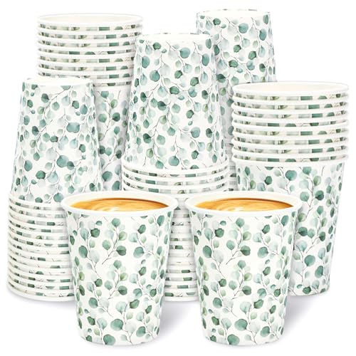 JarThenaAMCS Greenery Pappbecher, Eukalyptusblätter, Einweg-Kaffeetassen für Hochzeit, Brautparty, Babyparty, Geburtstag, Partyzubehör, 60 Stück JarThenaAMCS Greenery Pappbecher, Eukalyptusblätter, Einweg-Kaffeetassen für Hochzeit, Brautparty, Babyparty, Geburtstag, Partyzubehör, 60 Stück von JarThenaAMCS