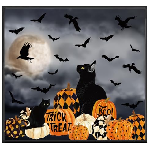 JarThenaAMCS Halloween-Fensterrolle, schwarz-orangefarbener Kürbis, Katze, Fledermaus, Fensteraufkleber, wiederverwendbar, Boo PVC-Aufkleber für Glas, Spiegel, Schaufenster, Display, 35 x 80 cm JarThenaAMCS Halloween-Fensterrolle, schwarz-orangefarbener Kürbis, Katze, Fledermaus, Fensteraufkleber, wiederverwendbar, Boo PVC-Aufkleber für Glas, Spiegel, Schaufenster, Display, 35 x 80 cm von JarThenaAMCS