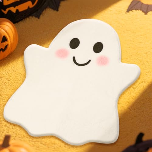 JarThenaAMCS Halloween-Teppich, niedliche Geisterform, beflockte Badematte, 50,8 x 65,5 cm, weiß, saugfähig, Badezimmerteppich für Zimmer, Küche, Wohnzimmer, Dekoration JarThenaAMCS Halloween-Teppich, niedliche Geisterform, beflockte Badematte, 50,8 x 65,5 cm, weiß, saugfähig, Badezimmerteppich für Zimmer, Küche, Wohnzimmer, Dekoration von JarThenaAMCS