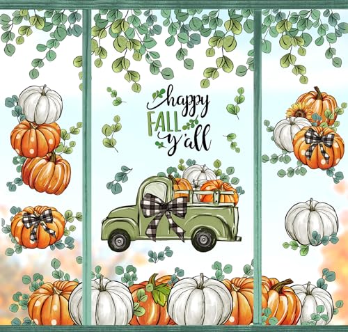 JarThenaAMCS Herbst-Fensteraufkleber, Eukalyptus-Kürbis-LKW-Fensteraufkleber, Herbst, Erntedankfest, doppelseitig, Glas-Aufkleber für Zuhause, Party, Dekoration, 20 x 30 cm, 9 Blatt JarThenaAMCS Herbst-Fensteraufkleber, Eukalyptus-Kürbis-LKW-Fensteraufkleber, Herbst, Erntedankfest, doppelseitig, Glas-Aufkleber für Zuhause, Party, Dekoration, 20 x 30 cm, 9 Blatt von JarThenaAMCS