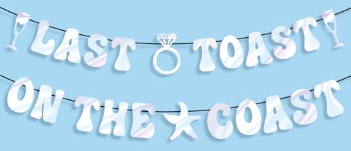 JarThenaAMCS Last Toast on the Coast Bachelorette Party Banner Laser Silber Hängendes Banner holografische Girlande für Küstenstrand Bachparty Hintergrund Dekor, 203,2 cm JarThenaAMCS Last Toast on the Coast Bachelorette Party Banner Laser Silber Hängendes Banner holografische Girlande für Küstenstrand Bachparty Hintergrund Dekor, 203,2 cm von JarThenaAMCS