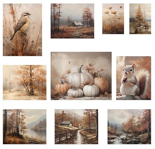 JarThenaAMCS Rustikale Wandkunstdrucke, Vintage, Herbst, Landschaft, Kunstposter, Ernte, saisonale Wanddekoration für Thanksgiving, Zuhause, Küche, Schlafzimmer, ungerahmt, 10 Stück JarThenaAMCS Rustikale Wandkunstdrucke, Vintage, Herbst, Landschaft, Kunstposter, Ernte, saisonale Wanddekoration für Thanksgiving, Zuhause, Küche, Schlafzimmer, ungerahmt, 10 Stück von JarThenaAMCS