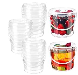 JarThenaAMCS Transparente Eimer mit Deckel, Eisbecher mit Griff, Einweg-Lebensmittelbehälter, Kunststoff, Getränkeeimer für Zuhause, Party, Küche, Zubehör, 20 Stück JarThenaAMCS Transparente Eimer mit Deckel, Eisbecher mit Griff, Einweg-Lebensmittelbehälter, Kunststoff, Getränkeeimer für Zuhause, Party, Küche, Zubehör, 20 Stück von JarThenaAMCS