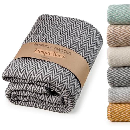 Tagesdecke Sofadecke - Warme Decke für Bett oder Sofa | Hochwertige und kuschelige Baumwolldecke, weich, warm und atmungsaktiv für das ganze Jahr | Ideal für Wohnzimmer (Dunkelgrau, 230x260 cm) von Jarapa Home Made with love