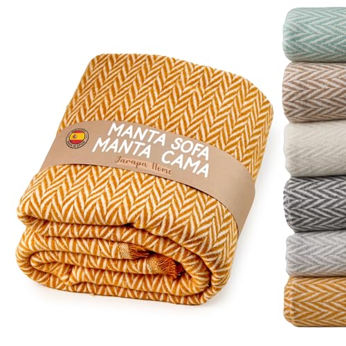 Tagesdecke Sofadecke - Warme Decke für Bett oder Sofa | Hochwertige und kuschelige Baumwolldecke, weich, warm und atmungsaktiv für das ganze Jahr | Ideal für Wohnzimmer (Grüner Wasser, 130x180 cm) von Jarapa Home Made with love
