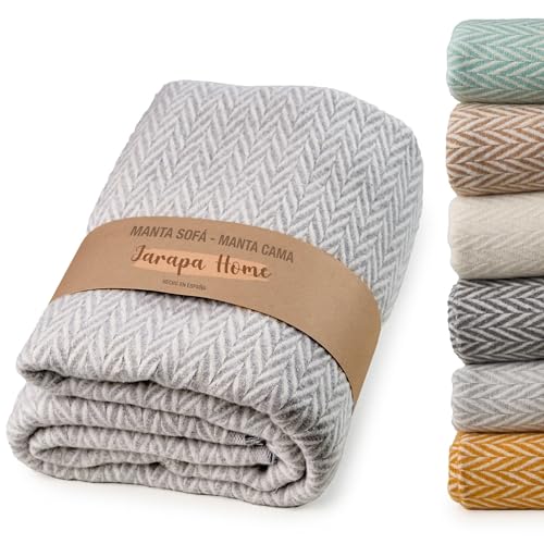 Tagesdecke Sofadecke - Warme Decke für Bett oder Sofa | Hochwertige und kuschelige Baumwolldecke, weich, warm und atmungsaktiv für das ganze Jahr | Ideal für Wohnzimmer (Hellgrau, 180x260 cm) von Jarapa Home Made with love