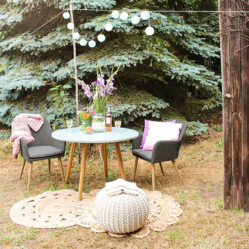 home24 Gartenstuhl DUNE 2er-Set Webstoff Braun/Grau 58 x 84 x 64cm von home24