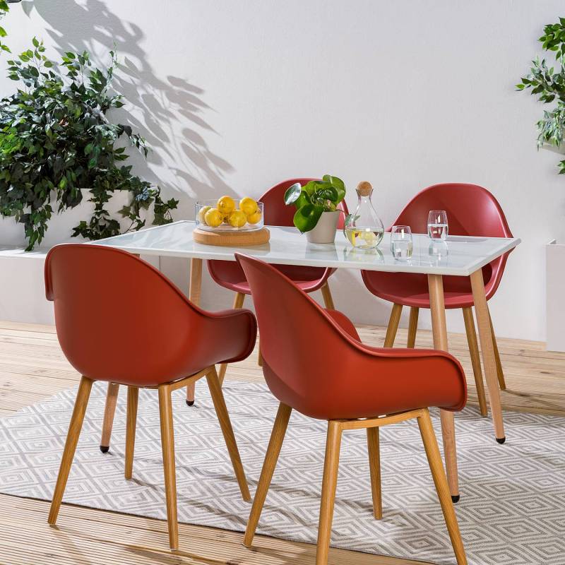 home24 Gartenstuhl VACY 2er-Set Gestell: Stahl, pulverbeschichtet Sitz: Polyethylen Rot/Rot 61 x 86 x 57cm von home24